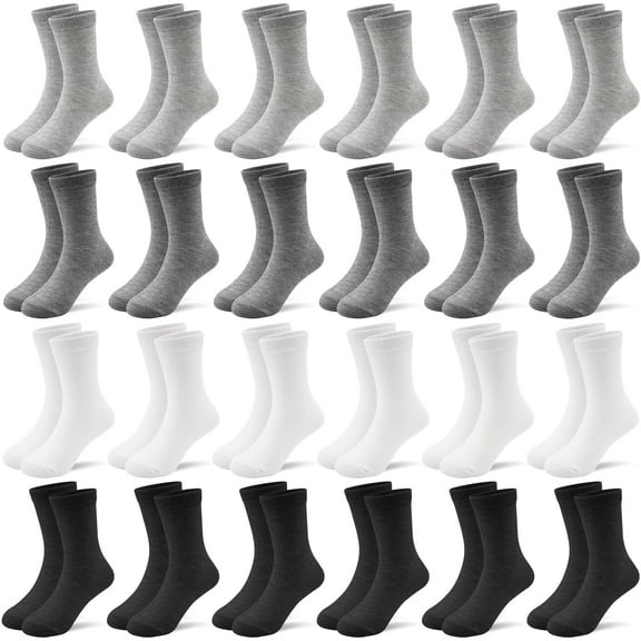 Kids Crew Socks, Mid Cut Socks for Toddler Kids Boys Girls(1-13 Years), 24 Pairs Athletic Mid Calf Socks Multipack