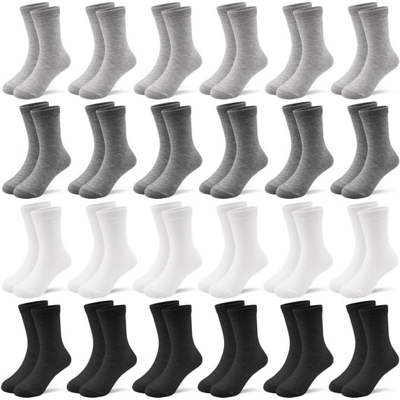 Kids Crew Socks, Mid Cut Socks for Toddler Kids Boys Girls(1-13 Years), 24 Pairs Athletic Mid Calf Socks Multipack