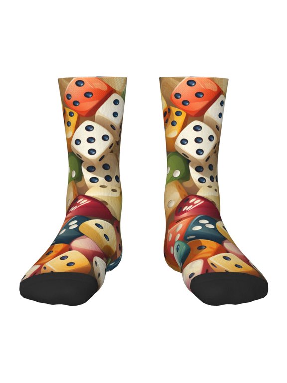 Kids Crew Socks Novelty Casual Funny Socks for 6-10 Years Old , Domino Stones Game Dice Art