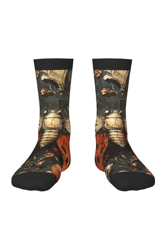 Kids Crew Socks Novelty Casual Funny Socks for 6-10 Years Old , Moth Gothic Death Painting Watercolor