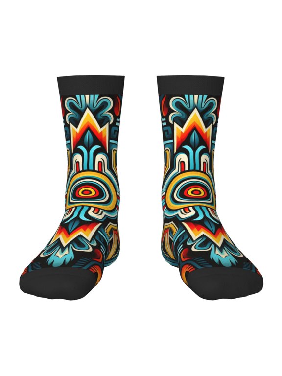 Kids Crew Socks Novelty Casual Funny Socks for 6-10 Years Old , Southwestern Aztec Cool