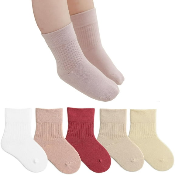 Kids Crew Socks Seamless Boys Girls Rainbow Stripes Socks Cotton Athletic Socks Unisex Cute Fun Boot Socks 5 Pairs