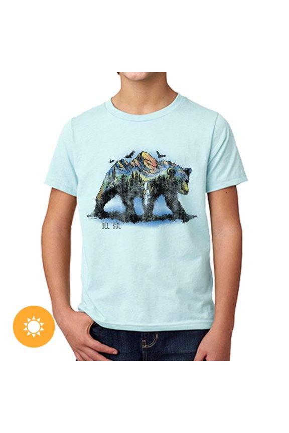 Kids Crew Tee - Bear Scene - Ice Blue by DelSol for Kids - 1 Pc T-Shirt (YXS)