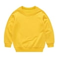 thumbnail image 1 of Kids Crewneck Cotton Sweatshirts Long Sleeve Lightweight Casual Plain Pullover Tops for Boys Girls 1-13 Years (1 Years, Yellow), 1 of 4