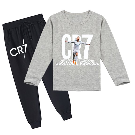 Kids' Cristiano Ronaldo Comfy Long Sleeve T-shirt and Pants Outfit, Breathable, Unisex, Spring Autumn