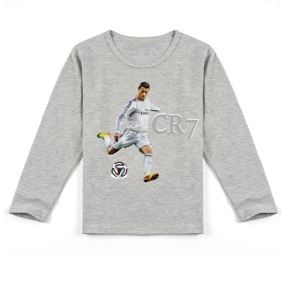 Kids Cristiano Ronaldo Cotton Long Sleeve T-shirt: Trendy Print for Spring & Autumn Fashion