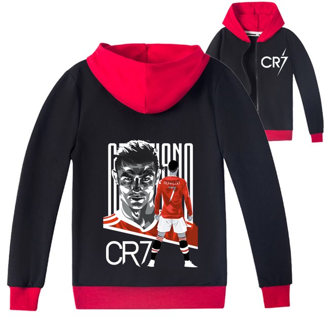 Kids Cristiano Ronaldo Hooded Zipper Outerwear Jacket Sweatshirt Boys