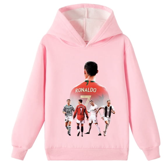 Boys Girls Cristiano Ronaldo Winter Brushed Warm Plush Hoodie Pullover Sweatshirt Long Sleeve Children's Wear