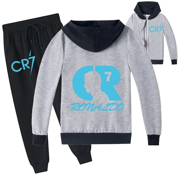 Kids Cristiano Ronaldo Zipper Fashion Hooded Jacket Sweatshirt Sweatpants Sets Hoodies Sweatsuit Outfits Boys Girls