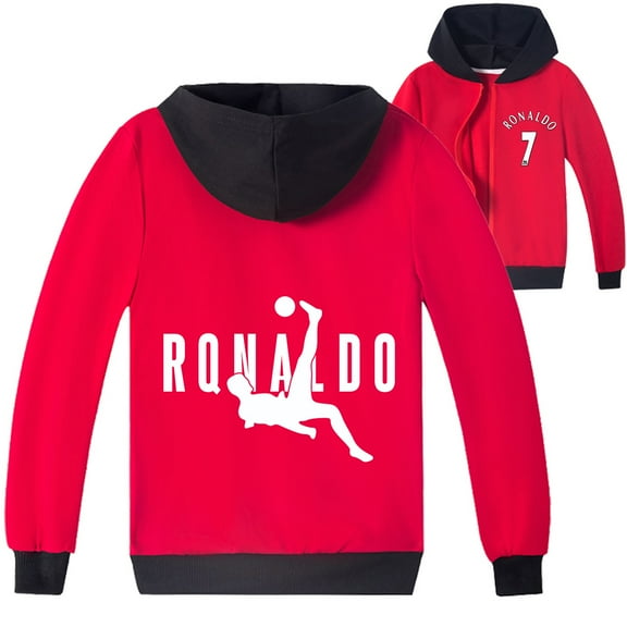 Kids Cristiano Ronaldo Zipper Outerwear Jacket Hooded Fashion Jacket Sweatshirt Boys Girls Hoodies Clothings