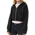 thumbnail image 1 of Kids Cropped Hoddies Casual Long Sleeve Zip Up Hoodie Black Hoodie with Pockets Winter Clothes Kids Clothes Girls Size 5-6 Years, 1 of 8