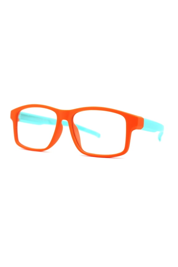 Kids Crushproof Flexible Rubber Rectangle Blue Light Filter Computer Glasses Orange Teal