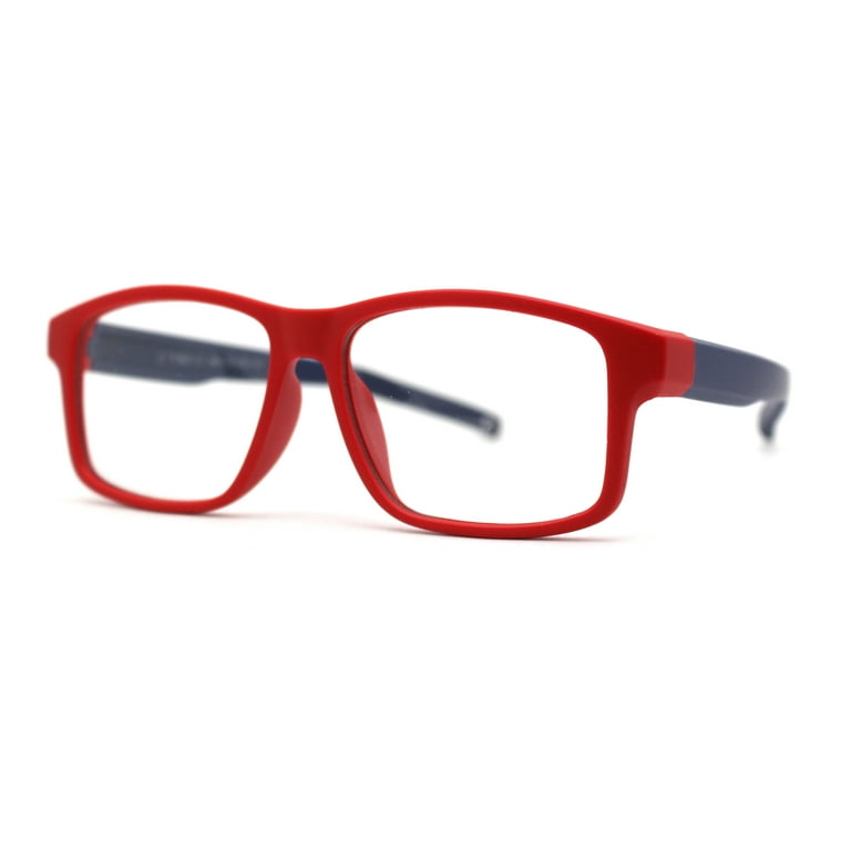 Kids Crushproof Flexible Rubber Rectangle Blue Light Filter Computer Glasses Red Navy