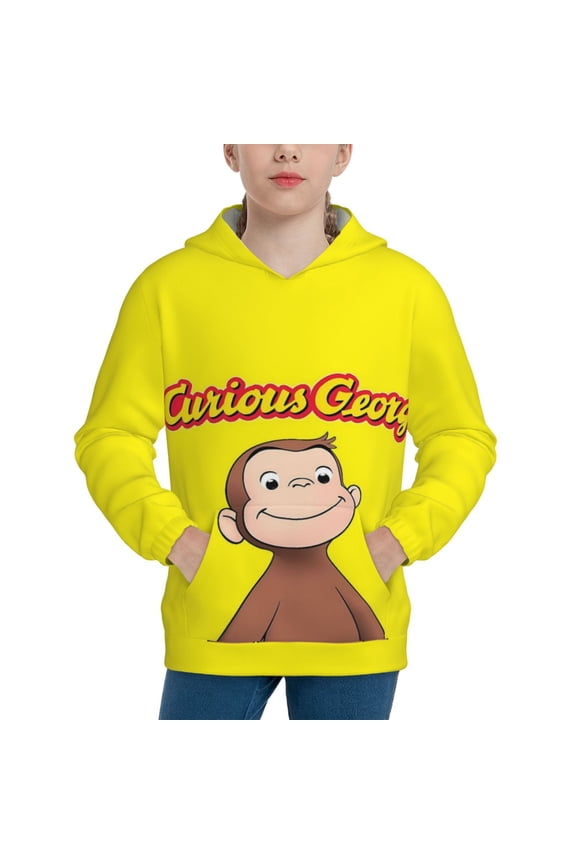 Kids Curious George Pullover Hoodies Unisex 3D Printed Hoodie Sweatshirt for Boys Girls