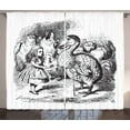 thumbnail image 1 of Ambesonne Alice Curtains 2 Panel Set, Alice and the Dodo Sketch, 108" x 90", White and Black, 1 of 3