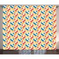 thumbnail image 1 of Ambesonne Retro Curtains 2 Panel Set, Diagonally Striped Squares, 108" x 108", Marigold Scarlet, 1 of 3