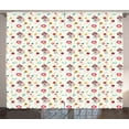 thumbnail image 1 of Kids Curtains 2 Panels Set, Cute Raccoon in Flower Field with Birds Heart Doodle Style Hand Drawn Childish Design, Window Drapes for Living Room Bedroom, 108W X 63L Inches, Multicolor, by Ambesonne, 1 of 3