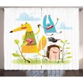 thumbnail image 1 of Ambesonne Animal Curtains 2 Panel Set, Playing Animals in Garden, 108" x 63", Multicolor, 1 of 3