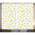 thumbnail image 1 of Ambesonne Moon Curtains 2 Panel Set, Happy Moons Stars Clouds, 108" x 90", Pale Blue Yellow Pink, 1 of 3