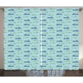 thumbnail image 1 of Ambesonne Animal Curtains 2 Panel Set, Hippo Crocodile in Water, 108" x 84", Slate Blue Pale Blue, 1 of 3