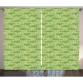 thumbnail image 1 of Ambesonne Flower Curtains 2 Panel Set, Chameleons on Branches, 108" x 108", Mustard Cream Green, 1 of 3