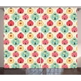 thumbnail image 1 of Ambesonne Retro Curtains 2 Panel Set, Ladybugs Retro Cartoon, 108" x 90", Multicolor, 1 of 3