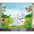 thumbnail image 1 of Ambesonne Rabbit Curtains 2 Panel Set, Rabbits Grass Bees, 108" x 63", Multicolor, 1 of 3