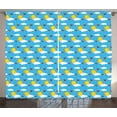 thumbnail image 1 of Kids Curtains 2 Panels Set, Sky Cartoon with Fluffy Clouds Sun Cute Ladybugs Flying Childish Summer Inspirations, Window Drapes for Living Room Bedroom, 108W X 84L Inches, Multicolor, by Ambesonne, 1 of 3