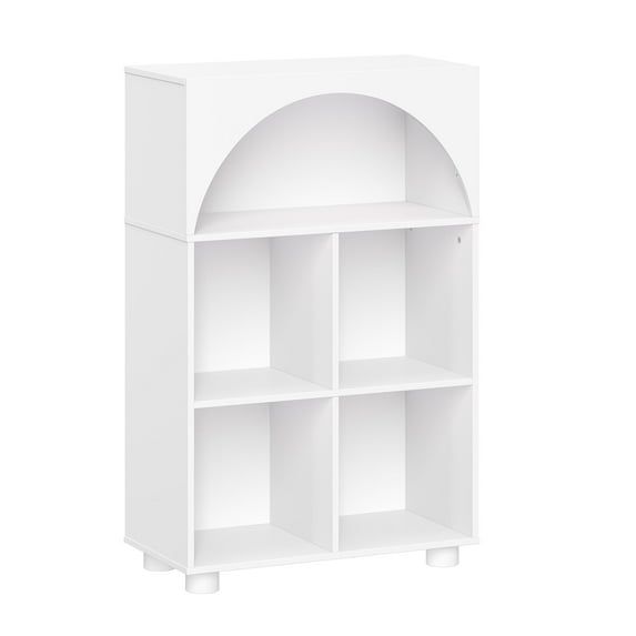 RiverRidge Kids Curve Appeal 23in Arched Bookcase with Cubby Storage Bookshelves - White