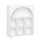 RiverRidge Kids Curve Appeal 35in Arched Bookcase with Cubby Storage Bookshelves - White