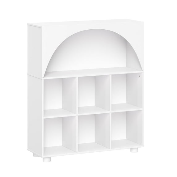 RiverRidge Kids Curve Appeal 35in Arched Bookcase with Cubby Storage Bookshelves - White