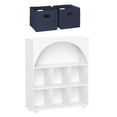 thumbnail image 1 of RiverRidge Kids Curve Appeal 35in Arched Bookcase with Cubby Storage Shelf and 2 Navy Bins, 1 of 5