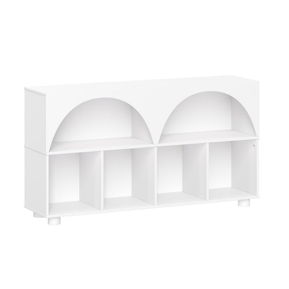 RiverRidge Kids Curve Appeal 46in Arched Bookcase with Cubby Storage Bookshelves - White