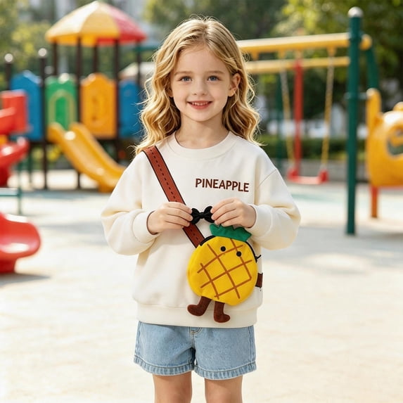 Kids Cute 3D Cartoon Pocket Pullover Sweatshirt Cute Casual Crew Neck Sweatshirt Girls Boys Funny Graphic Novelty Shirts with Bag