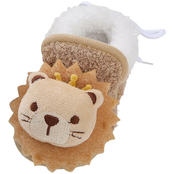 Kids Cute Animals Fleece Lined Walking Shoes Soft Sole Slip On Sneakers Lightweight Bootie Slippers