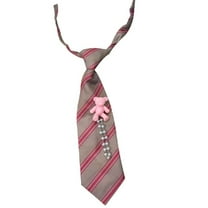 Kids Cute Bear Pearls Striped Neck Tie Adjustable Pre Tied Ties for Children