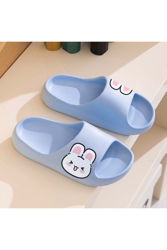 Kids Cute Bunny EVA Slide Sandals Kids Girl Summer Waterproof Slip-resistant Lightweight Pool Beach Shoes Sky Blue,Size 30