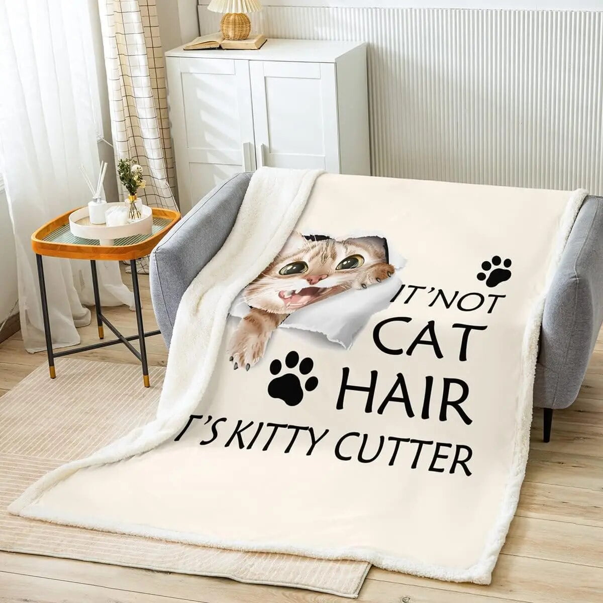 Kids Cute Cat Throw Blanket Cartoon Cat Paw Print Blankets for Boys