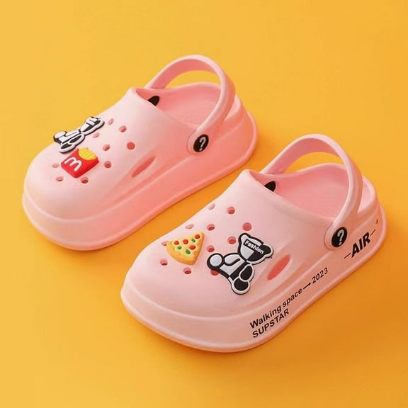 Kids Cute Clogs Cartoon Garden Shoes Boys Girls Slides Slippers Indoor Outdoor Children Water Shower Beach Pool Sandals