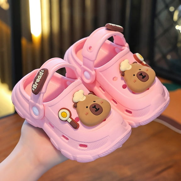 Kids Cute Clogs Cartoon Garden Shoes Boys Girls Slides Slippers Indoor Outdoor Children Water Shower Beach Pool Sandals