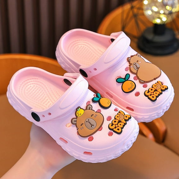 Kids Cute Clogs Cartoon Garden Shoes Boys Girls Slides Slippers Indoor Outdoor Children Water Shower Beach Pool Sandals