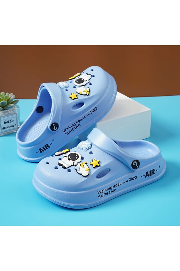 Kids Cute Clogs Cartoon Garden Shoes Boys Girls Slides Slippers Indoor Outdoor Children Water Shower Beach Pool Sandals