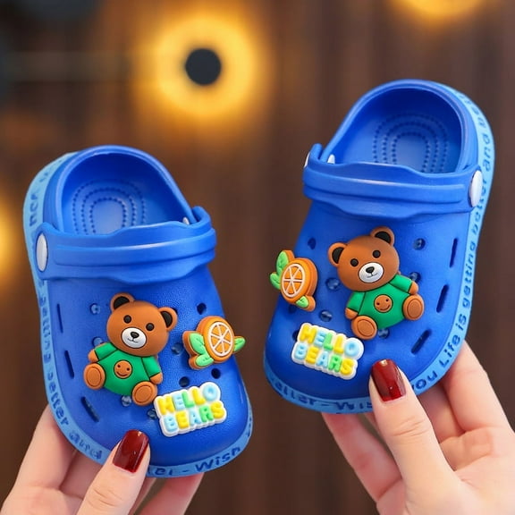 Kids Cute Clogs Cartoon Garden Shoes Boys Girls Slides Slippers Indoor Outdoor Children Water Shower Beach Pool Sandals