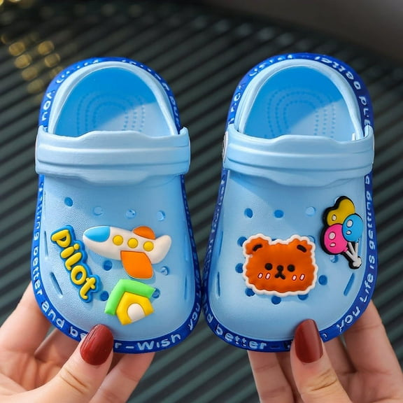 Kids Cute Clogs Cartoon Garden Shoes Boys Girls Slides Slippers Indoor Outdoor Children Water Shower Beach Pool Sandals