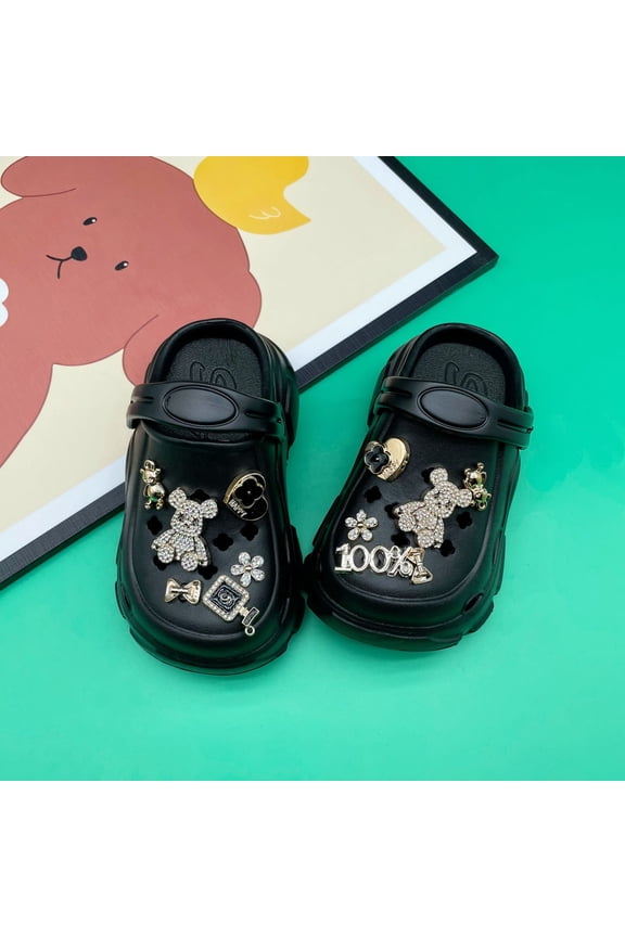 Kids Cute Clogs Cartoon Garden Shoes Boys Girls Slides Slippers Indoor Outdoor Children Water Shower Beach Pool Sandals