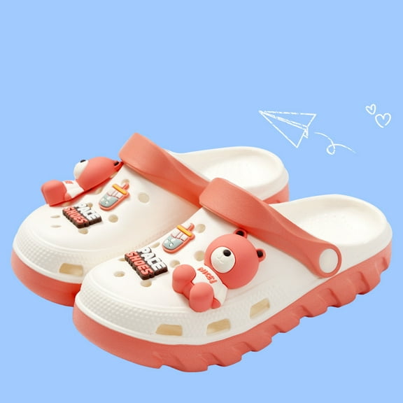 Kids Cute Clogs Cartoon Garden Shoes Boys Girls Slides Slippers Indoor Outdoor Children Water Shower Beach Pool Sandals