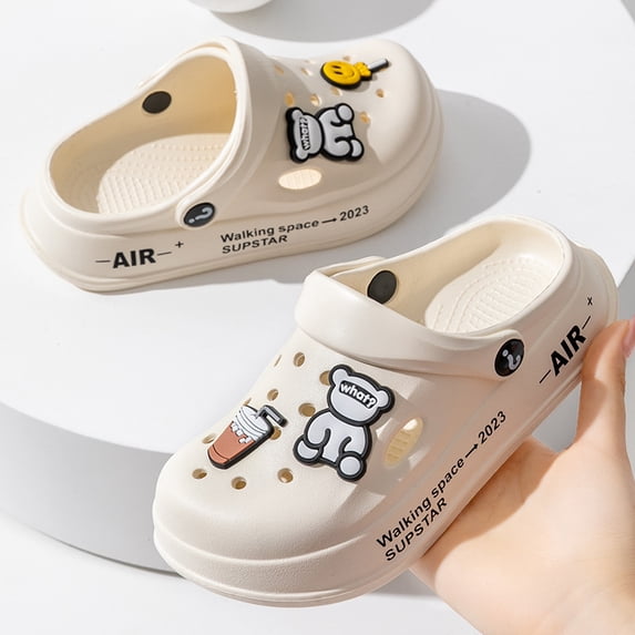 Kids Cute Clogs Cartoon Garden Shoes Boys Girls Slides Slippers Indoor Outdoor Children Water Shower Beach Pool Sandals