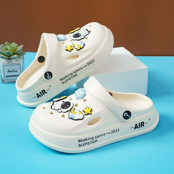 Kids Cute Clogs Cartoon Garden Shoes Boys Girls Slides Slippers Indoor Outdoor Children Water Shower Beach Pool Sandals