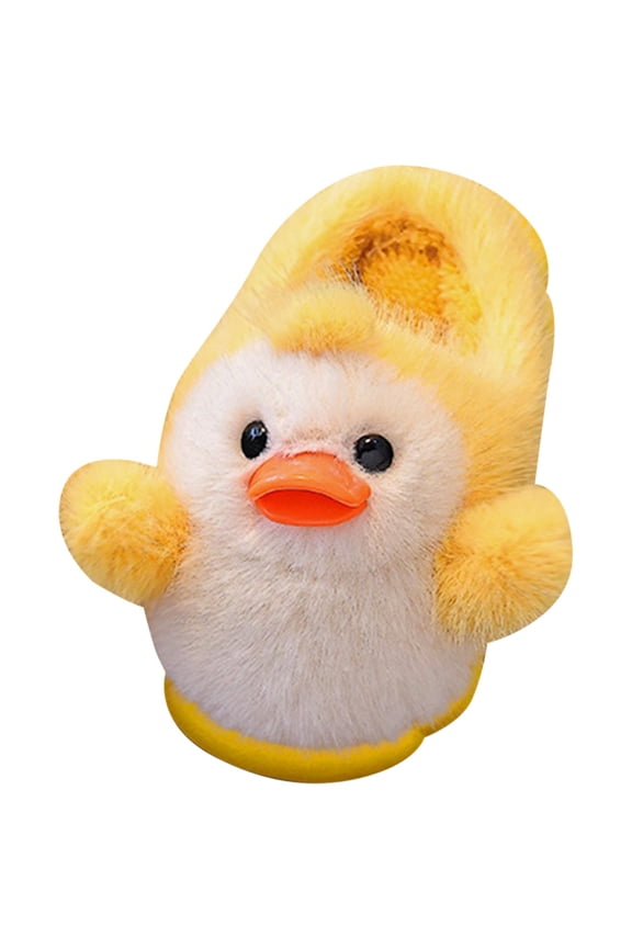 Kids Cute Duck Fuzzy Slippers for Boys Girls Soft Sole Non Slip Plush House Slippers Cartoon Warm Winter House Shoes Black Size 6 Toddler