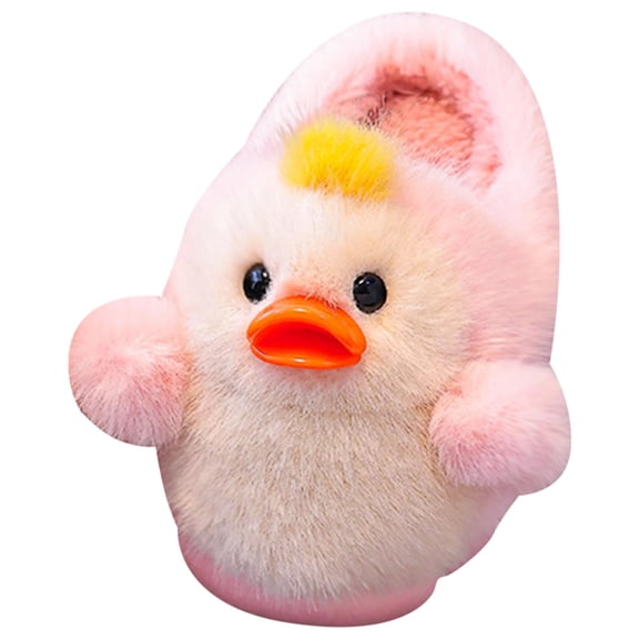 Kids Cute Duck Fuzzy Slippers for Boys Girls Soft Sole Non Slip Plush House Slippers Cartoon Warm Winter House Shoes Black Size 6 Toddler